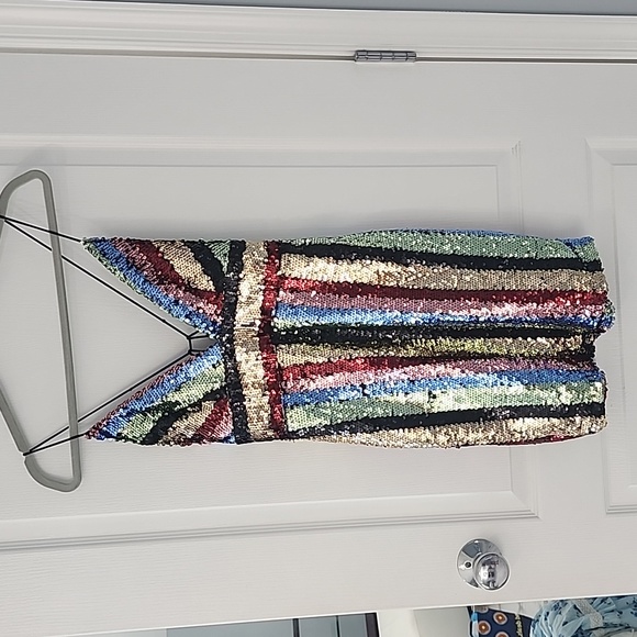 Octavia Strappy Back Dress in Multi Sequin - Picture 2 of 3